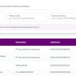 Hasil pencarian Manisan Kiamboy di Cek Produk Halal BPJPH: Manisan Kiamboy dari PT Karunia Kuliner Indonesia bernomor sertifikat ID00410021091691224, Manisan Kiamboy dari TJAP AJAM 38 bernomor ID32110032152731025, dan Manisan Kiamboy Mewah dari CV Laneige Pastry bernomor ID64110025829920825