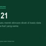 Kartu bertuliskan 13 dari 21 merek skincare yang ditemukan bersertifikat halal pada pengecekan basis data BPJPH