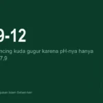 Kartu bertuliskan pH 9 sampai 12 dengan keterangan bahwa mitos air kencing kuda gugur karena pH-nya hanya 7,5 sampai 7,9