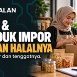 UMK dan produk impor: ilustrasi pengemasan usaha kecil dan jalur perdagangan.