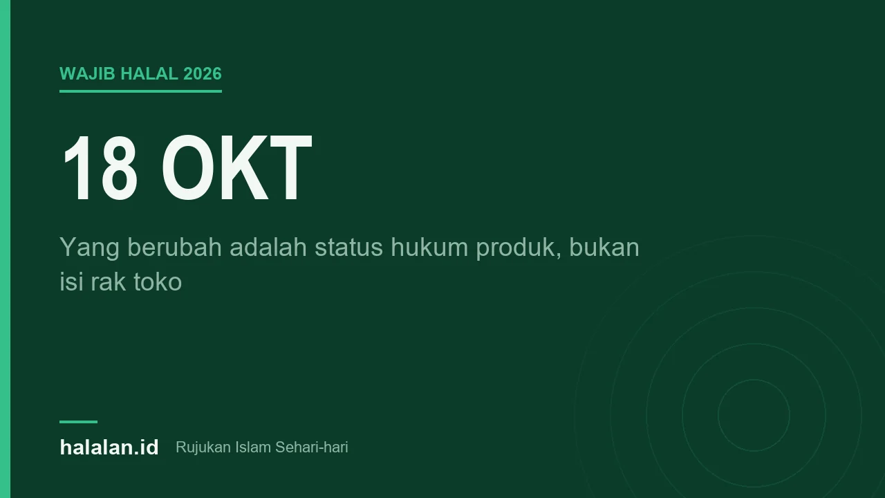 Kartu bertuliskan 18 Okt dengan keterangan bahwa yang berubah adalah status hukum produk, bukan isi rak toko